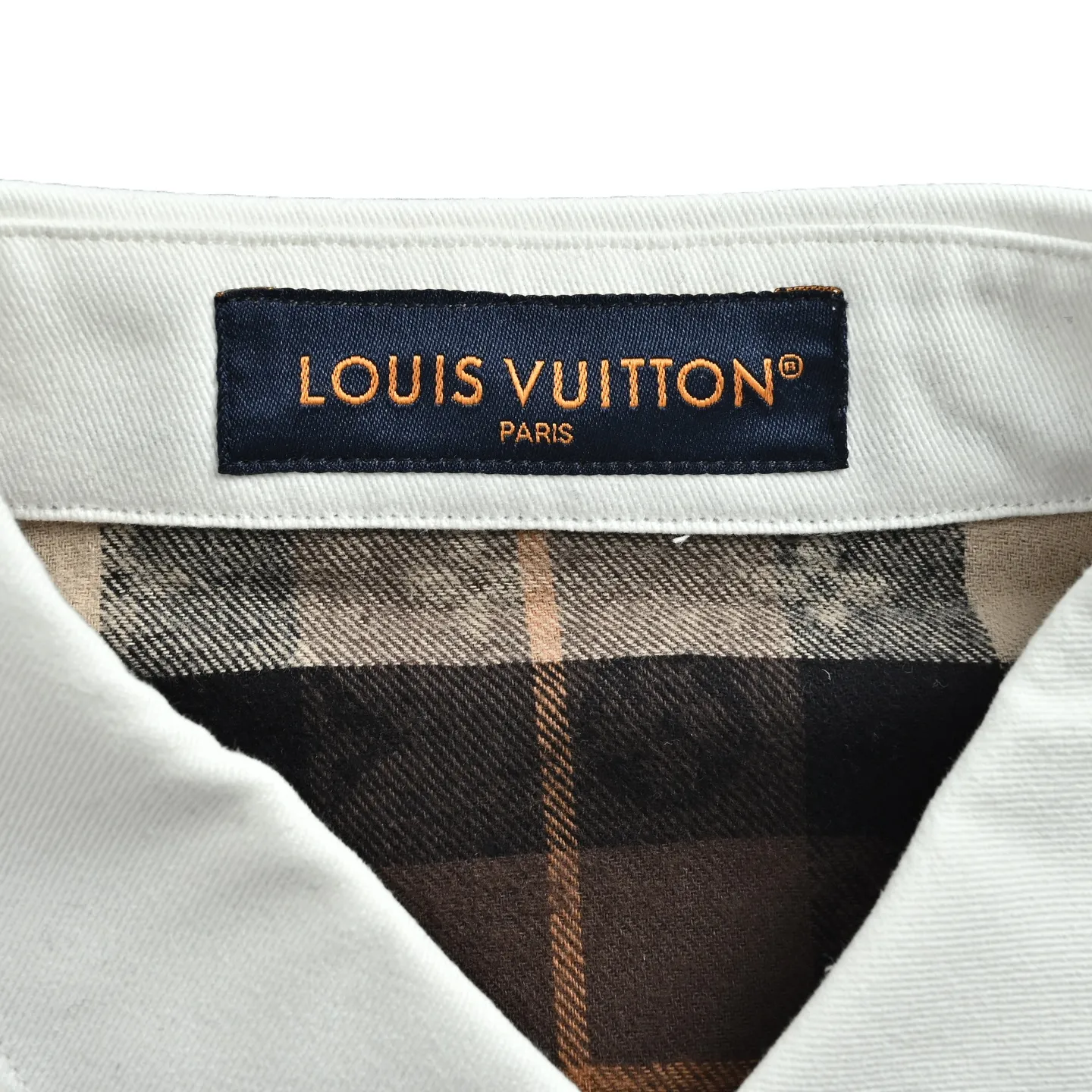 Louis Vuitton/Louis Vuitton plaid old flower jacquard white collar shirt